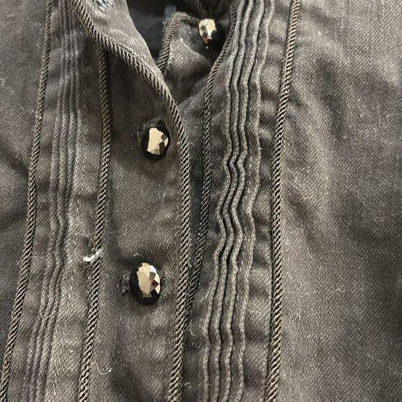 Ralph Lauren black denim woman's jacket w velvet at the collar/sparkly buttons - Picture 6 of 16